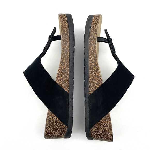 Bamboo Black Faux Suede Platform Thong Flip Flop Sandals Women's Size 7.5 38 - Picture 14 of 16